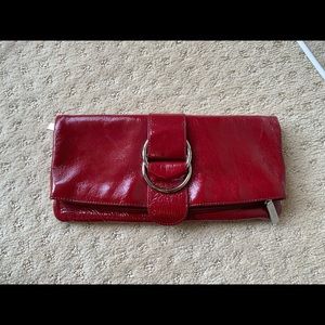 HOBO brand red patent leather clutch purse